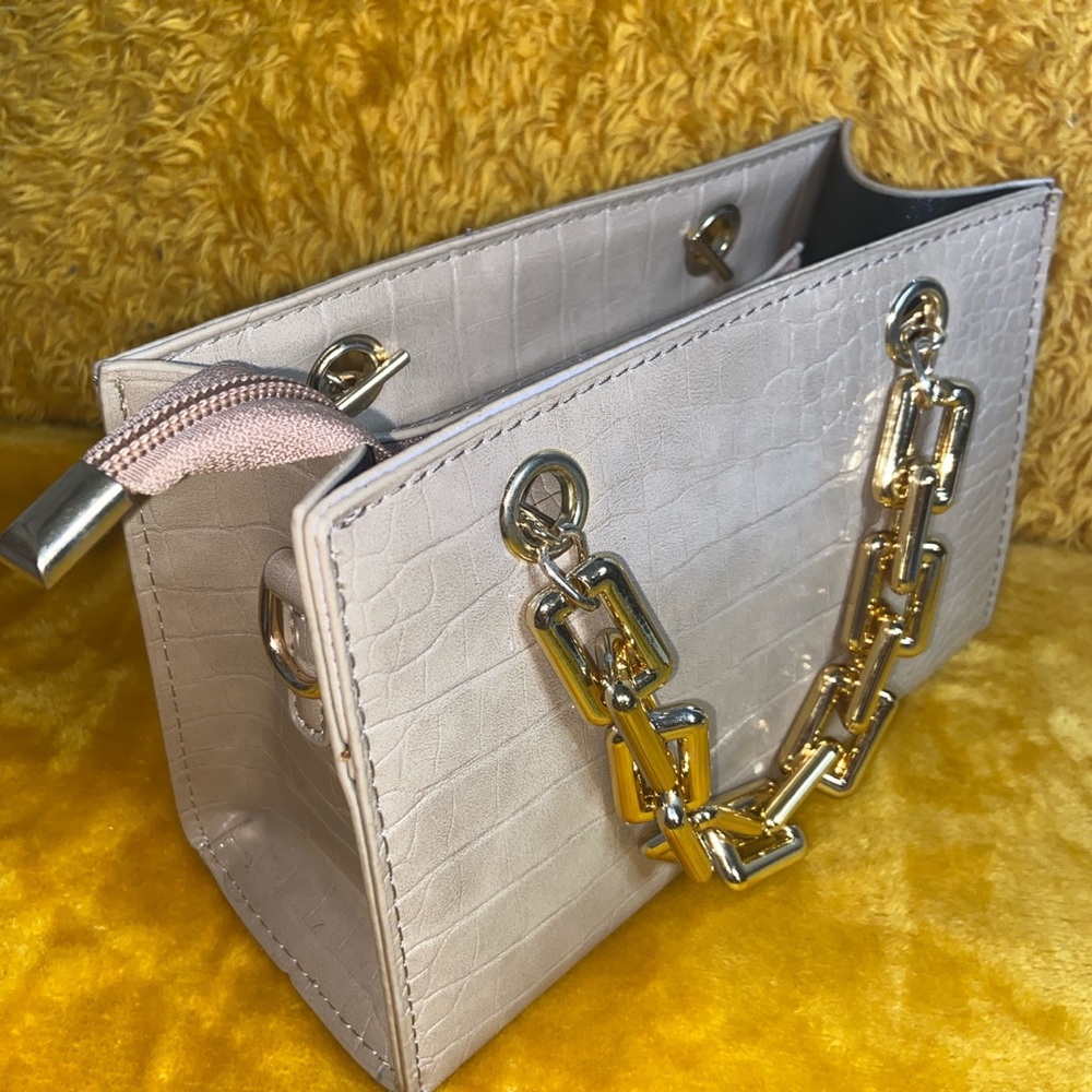 Taupe Mini Bag with Chunky Chain Handle